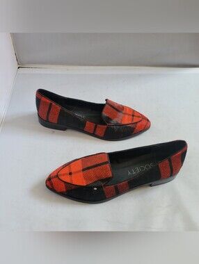 Sole Society Women's Size 7.5 Winslow Red Black Plaid Pointed Toe Loafer Flats